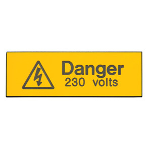 Industrial Signs Danger 230V Rigid Label Engraved 75mm X 25mm 5 Per Pack Is1105En