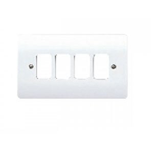 4 Gang Moulded Grid Front Plate White