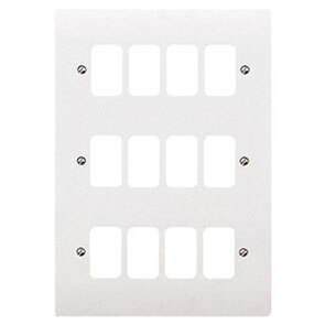 12 Gang Moulded Grid Front Plate White