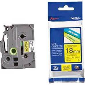 Brother Ptouch 18mm Black On Yellow P-Touch Laminated Label Tape 8M