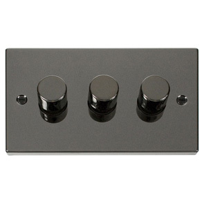 Black Nickel 3 Gang 2 Way 400W Dimmer Switch