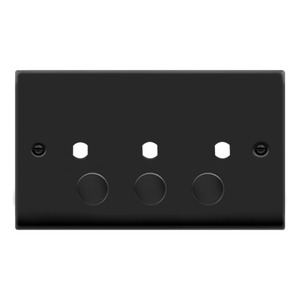 Frontplate, 2 Gang Dimmer & Knob 3 Modules, Black Gasket Victorian