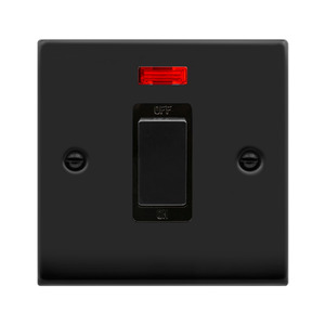 Switch, 1 Gang DP c/w Neon, Black Insert Victorian