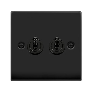 Toggle Switch, 2 Gang 2 Way, Black Gasket Victorian