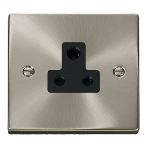Satin Chrome 1 Gang 5A Round Pin Socket Outlet
