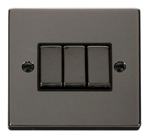 3 Gang 2 Way Ingot 10A Switch Black Nickel
