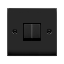 Plate Switch, 2 Gang 2 Way, Black Insert Victorian
