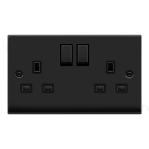 Socket, Ingot 2 Gang DP Switched, Black Insert Victorian
