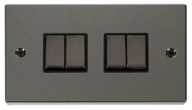 4 Gang 2 Way Ingot 10A Switch Black Nickel