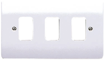 3 Gang Moulded Grid Front Plate White