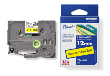 Brother Ptouch 12mm Black On Yellow P-Touch Laminated Label Tape 8M