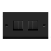 Plate Switch, 4 Gang 2 Way, Black Insert Victorian