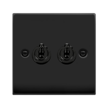 Toggle Switch, 2 Gang 2 Way, Black Gasket Victorian