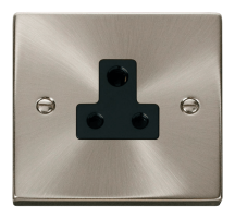 Satin Chrome 1 Gang 5A Round Pin Socket Outlet