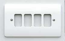 4 Gang Moulded Grid Front Plate White