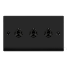 Toggle Switch, 3 Gang 2 Way, Black Gasket Victorian