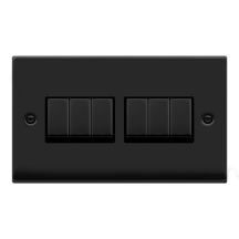 Plate Switch, 6 Gang 2 Way, Black Insert Victorian