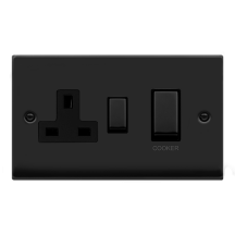 Switch, DP c/w 13A Switched Socket, Black Insert Victorian