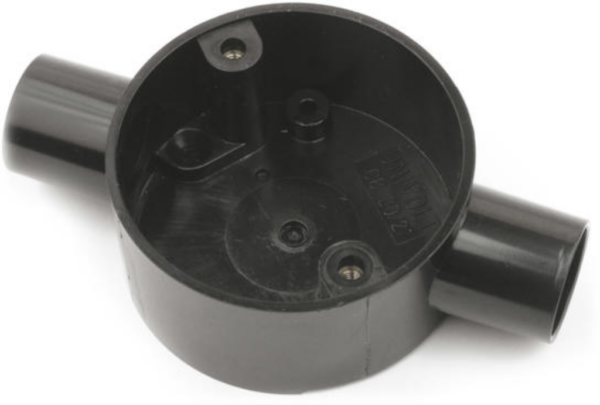 U/Volt CB20/2BK Through Box 20mm Black