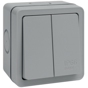 Hager WXPPS22 Switch 2G 2Way IP66 10AX