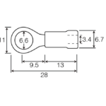 Unicrimp QYR6 Term Ring 6mm Yel Pk=100